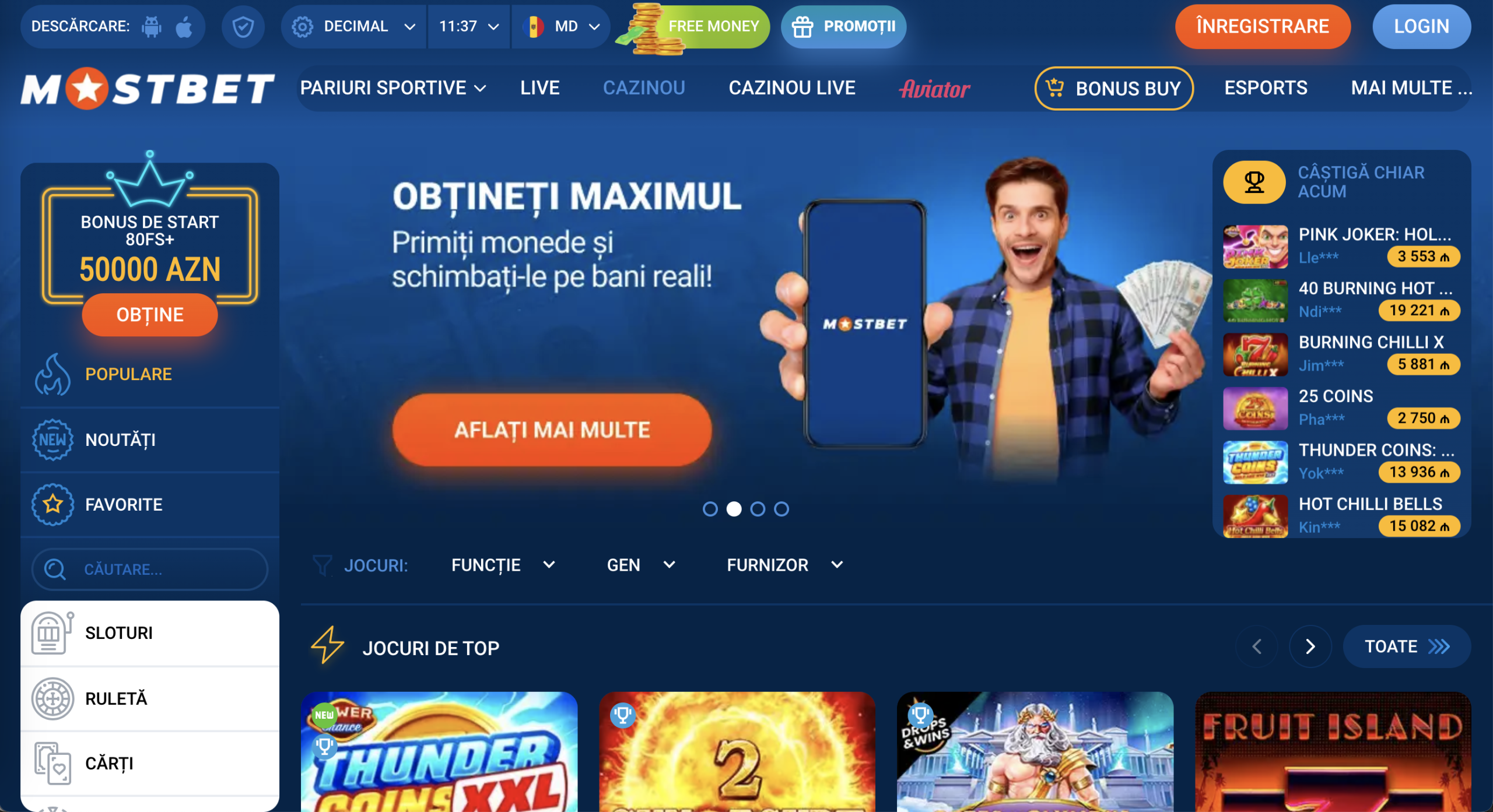mostbet Cazinouri online
